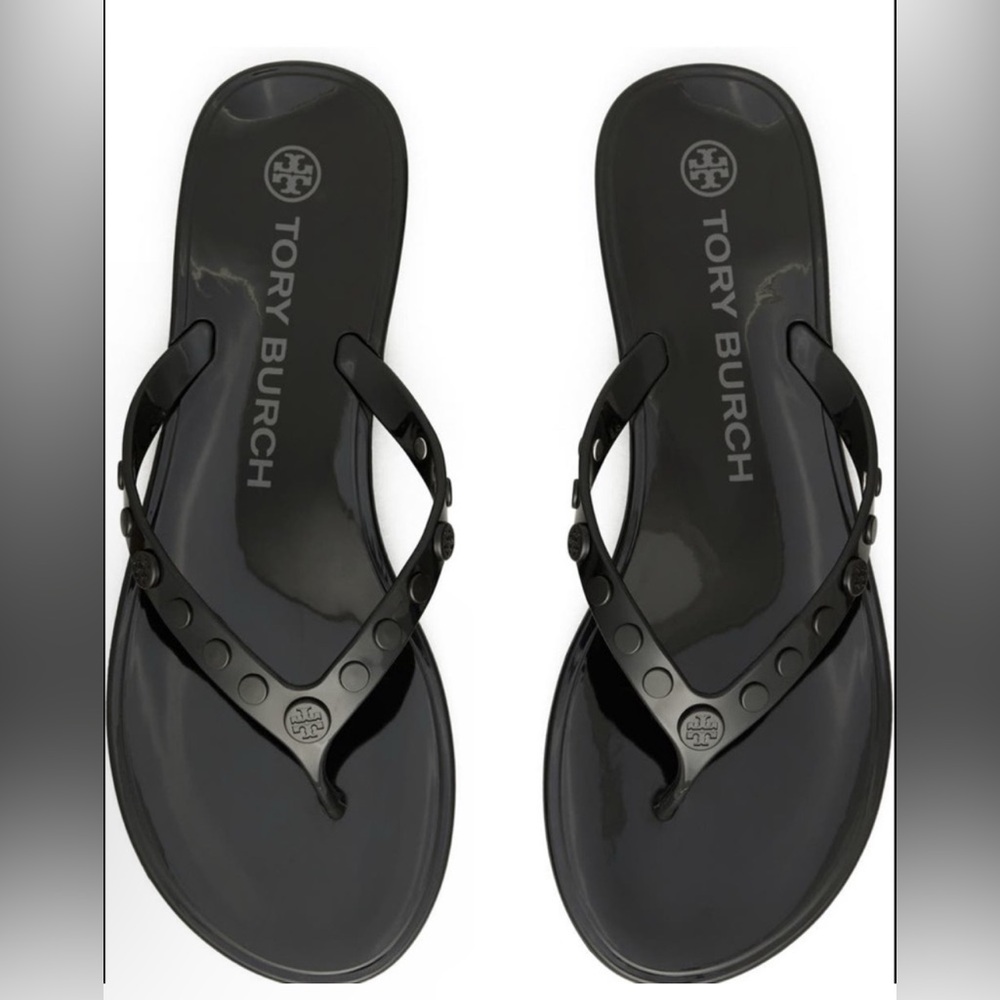 TORY BURCH Studded Jelly Flip Flop in Black Size 8 New